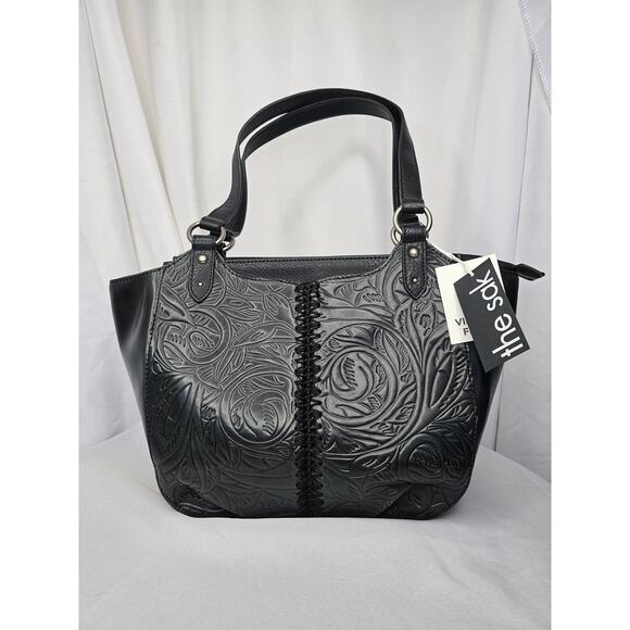 The Sak Bolinas Ashland Leather Satchel Purse Black NWT